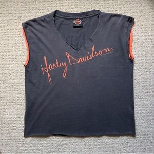 Vintage 1991 Harley-Davidson Thrashed Cropped T-Shirt